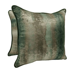 Elegant Green & Gold Abstract Decorative Pillow Covers (16x16, Set of 2)