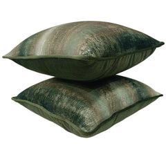 Elegant Green & Gold Abstract Decorative Pillow Covers (16x16, Set of 2) - Hover Image