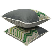 Chevron-Patterned Green & Gray Pillow Covers (16x16, Set of 2) | ZIPCushions