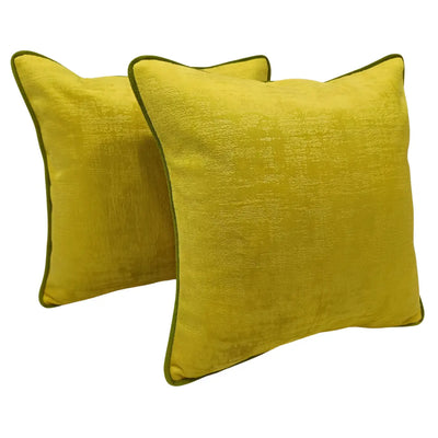 Vibrant Yellow Velvet Pillow Covers (16x16, Set of 2)