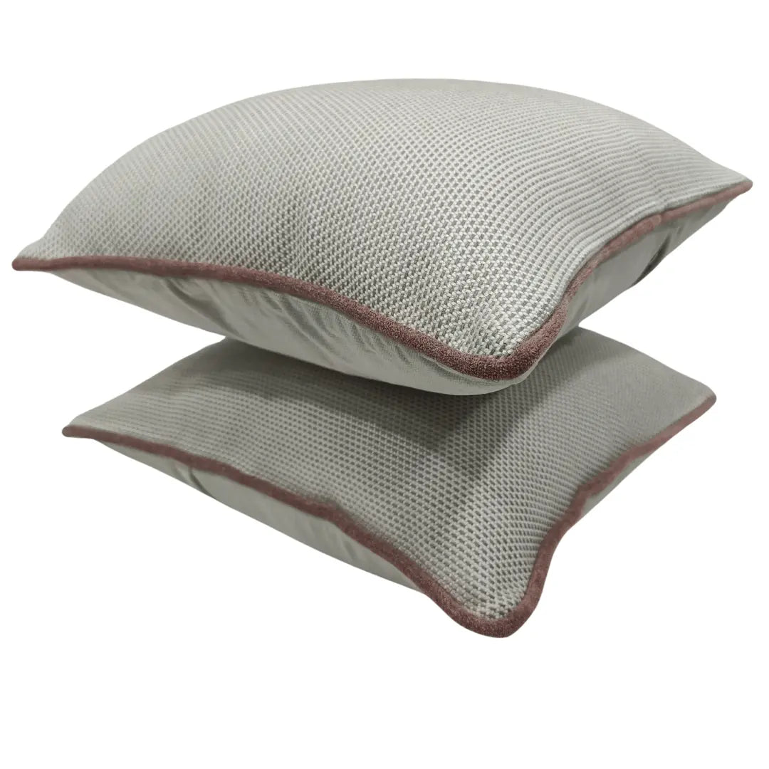 Elegant Textured Pillow Covers with Contrast Piping (Set of 2, 16x16) | ZIPCushions