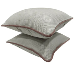 Elegant Textured Pillow Covers with Contrast Piping (Set of 2, 16x16)