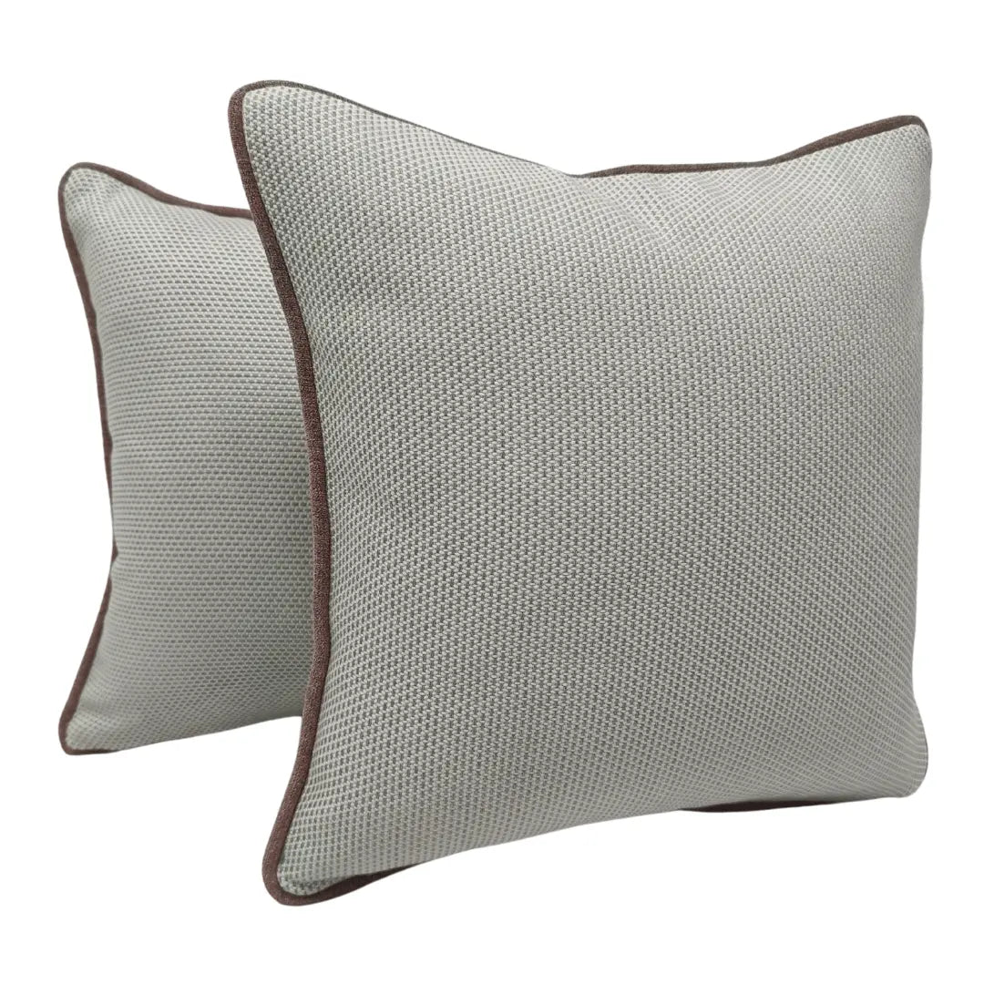 Elegant Textured Pillow Covers with Contrast Piping (Set of 2, 16x16) | ZIPCushions - view 2