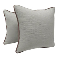 Elegant Textured Pillow Covers with Contrast Piping (Set of 2, 16x16)