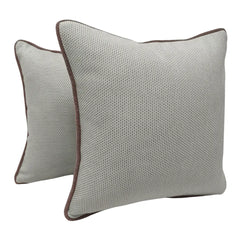 Elegant Textured Pillow Covers with Contrast Piping (Set of 2, 16x16) - Hover Image