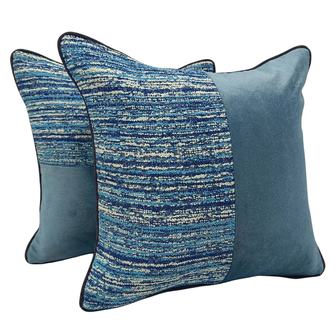 Chic Blue Textured Pillow Covers (Set of 2, 16x16) | ZIPCushions