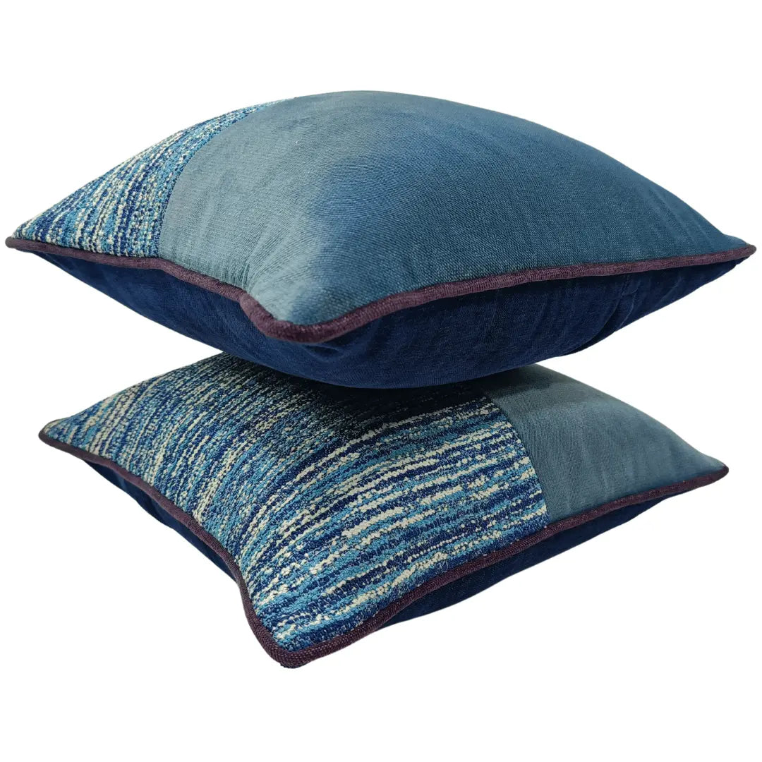 Chic Blue Textured Pillow Covers (Set of 2, 16x16) | ZIPCushions - view 2