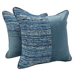 Chic Blue Textured Pillow Covers (Set of 2, 16x16)