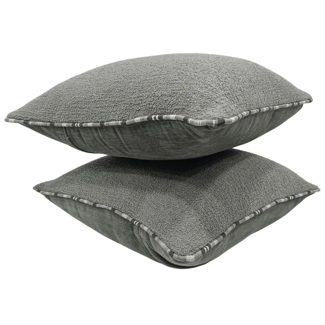 Textured Gray Bouclé Pillow Covers (Set of 2, 16x16) | ZIPCushions - view 2