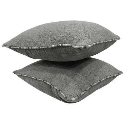 Textured Gray Bouclé Pillow Covers (Set of 2, 16x16) - Alternate image