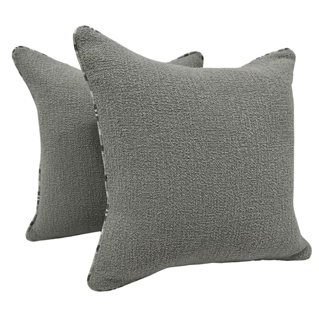 Textured Gray Bouclé Pillow Covers (Set of 2, 16x16) | ZIPCushions