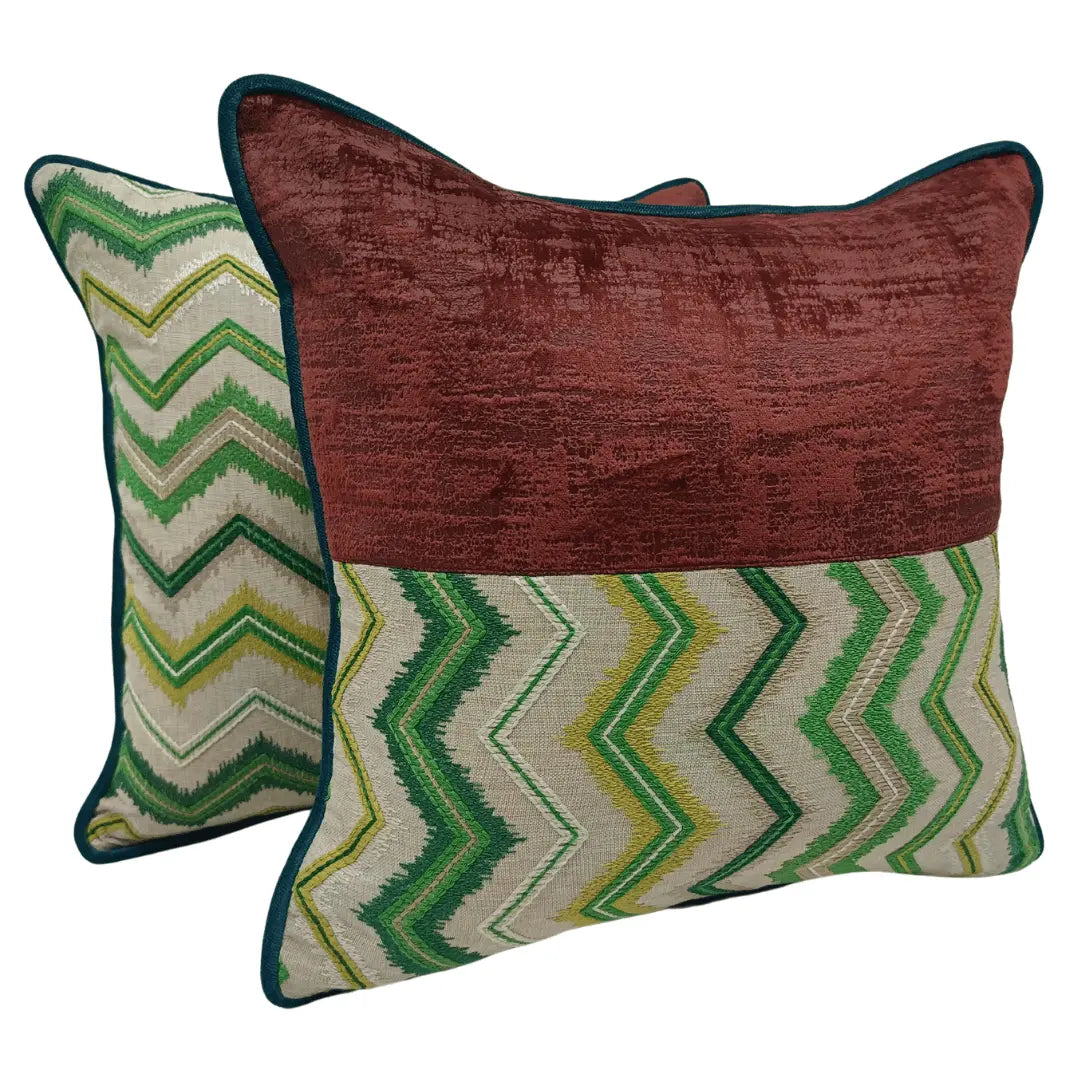 Textured Chevron & Velvet Pillow Covers (Set of 2, 16x16) | ZIPCushions