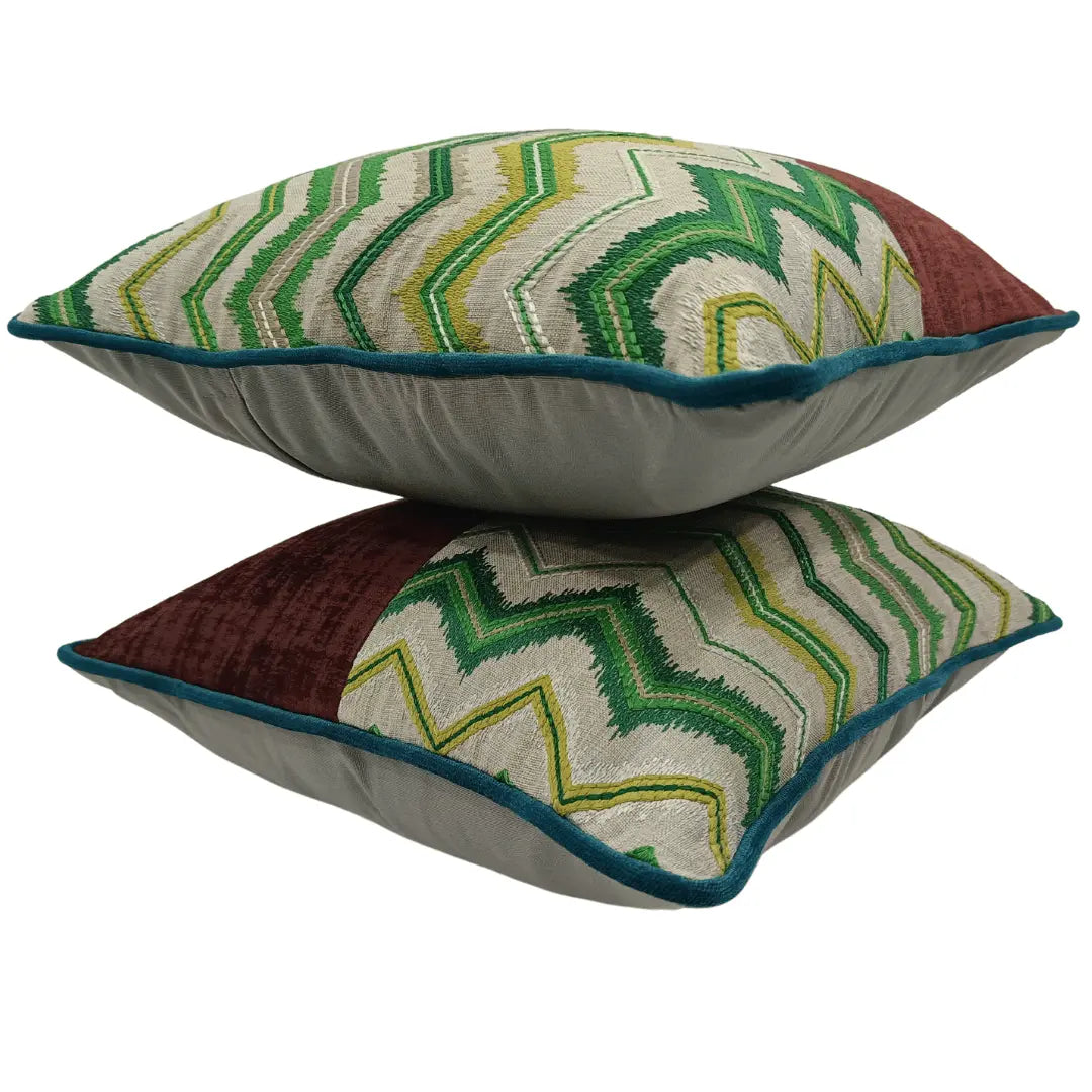 Textured Chevron & Velvet Pillow Covers (Set of 2, 16x16) | ZIPCushions - view 2