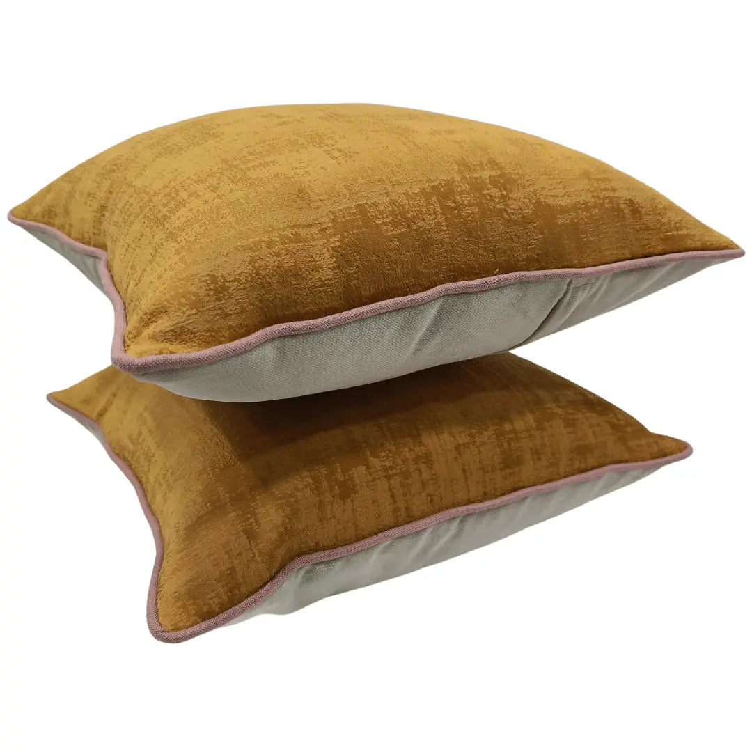 Luxe Velvet Mustard Cushion Covers (Set of 2, 16x16) | ZIPCushions - view 2