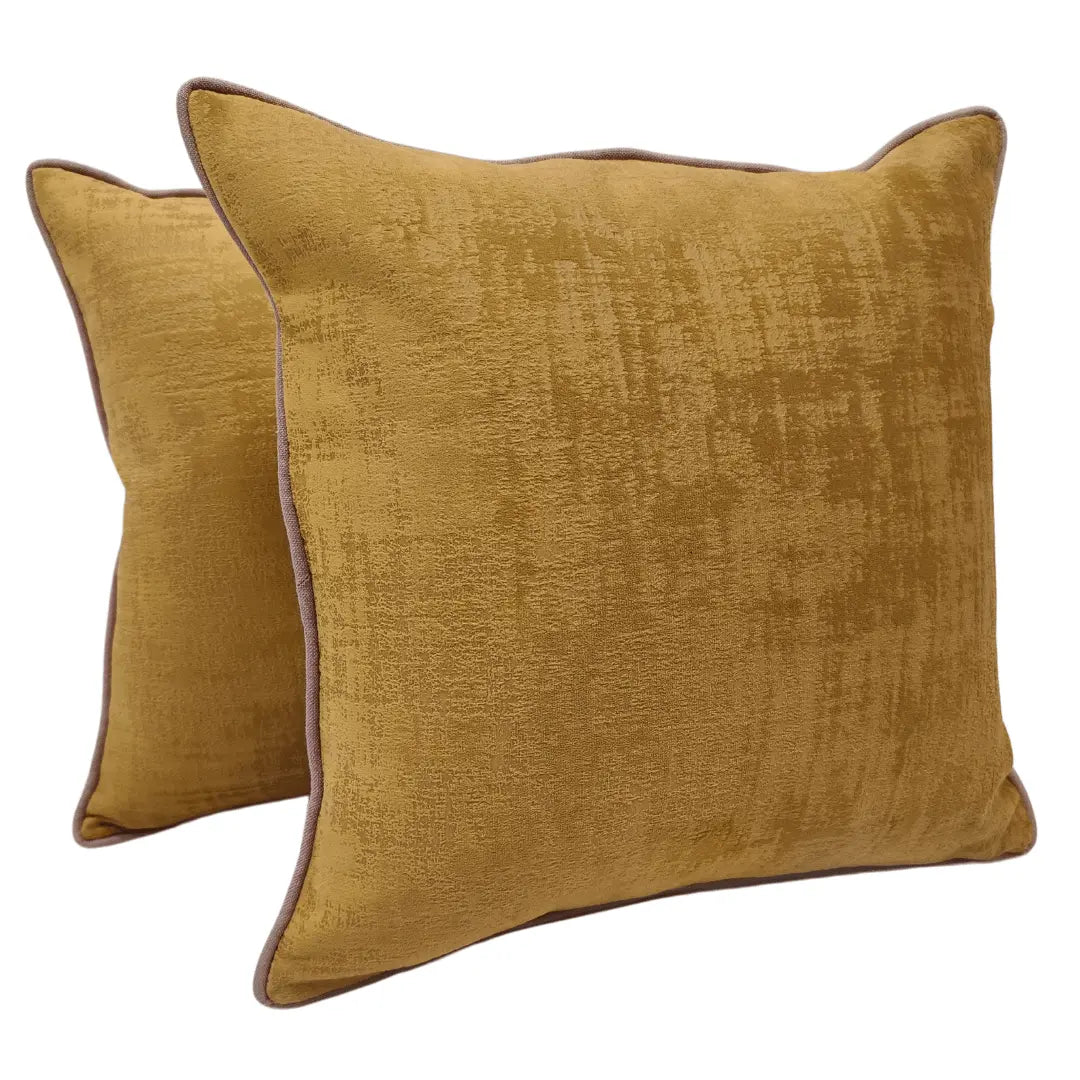 Luxe Velvet Mustard Cushion Covers (Set of 2, 16x16) | ZIPCushions