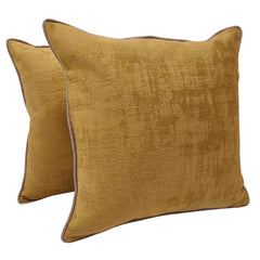 Luxe Velvet Mustard Cushion Covers (Set of 2, 16x16)