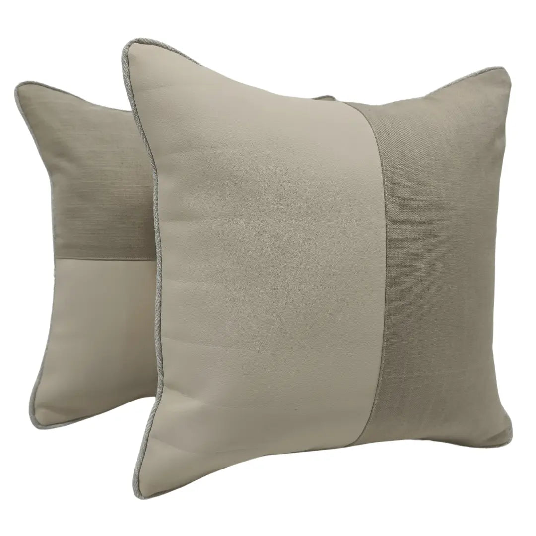 Chic Beige Two-Tone Pillow Covers (Set of 2, 16x16) | ZIPCushions