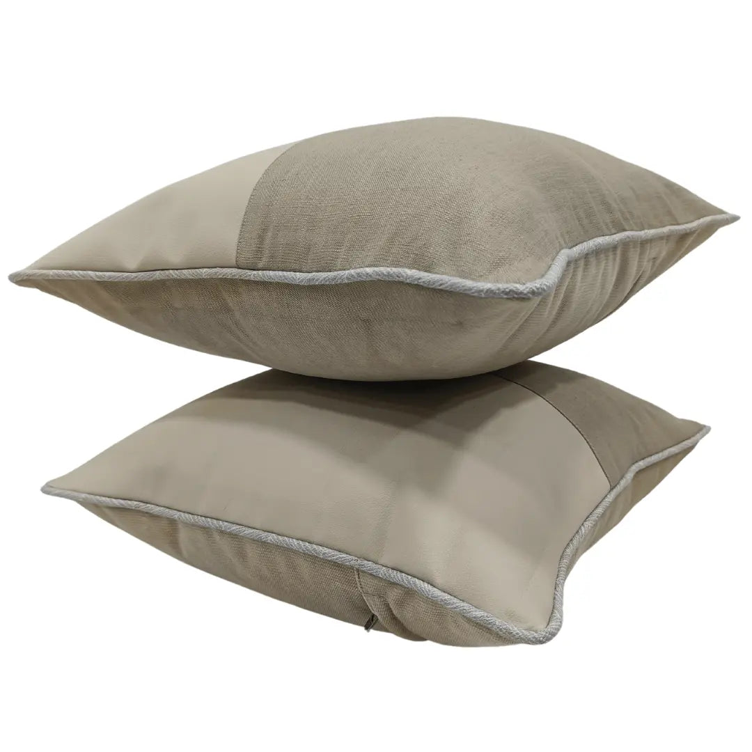 Chic Beige Two-Tone Pillow Covers (Set of 2, 16x16) | ZIPCushions - view 2