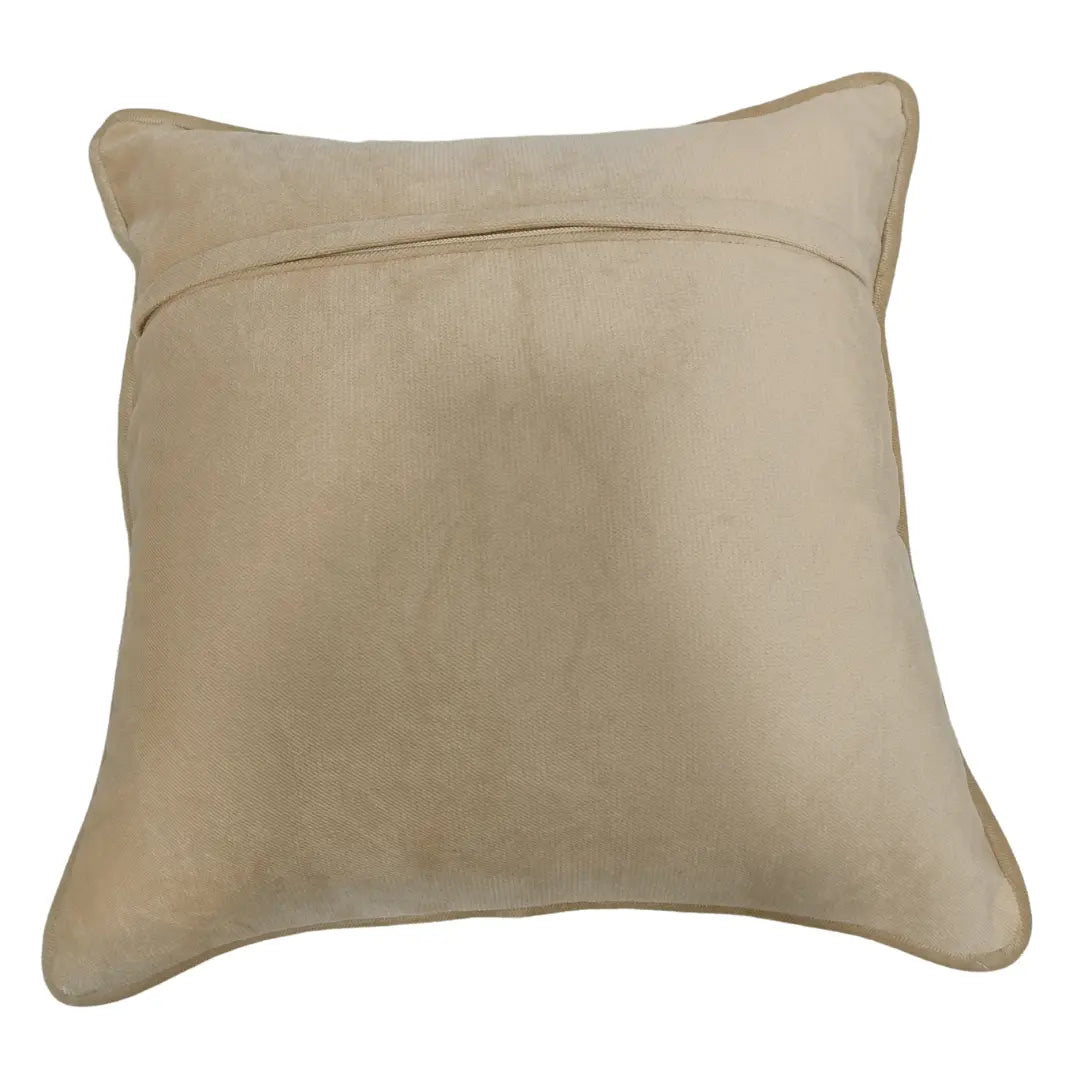 Textured Gray Pillow Covers with Beige Piping (Set of 2, 16x16) | ZIPCushions - view 3