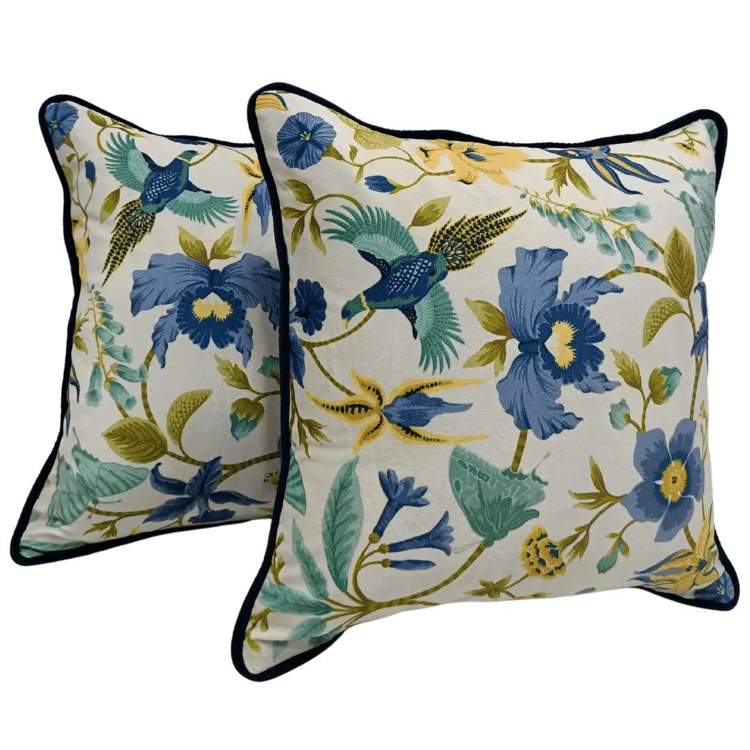 Floral & Bird Print Pillow Covers (Set of 2, 16x16) | ZIPCushions