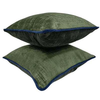 Luxe Olive Green Velvet Pillow Covers (Set of 2, 16x16) - Alternate image