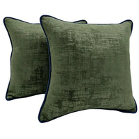 Luxe Olive Green Velvet Pillow Covers (Set of 2, 16x16)