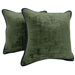 Luxe Olive Green Velvet Pillow Covers (Set of 2, 16x16)