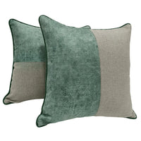 Elegant Two-Tone Green & Beige Pillow Covers  (Set of 2, 16x16)