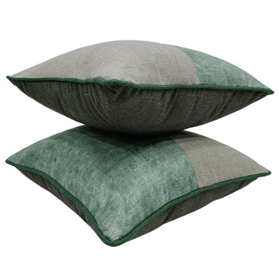 Elegant Two-Tone Green & Beige Pillow Covers  (Set of 2, 16x16) - Alternate image