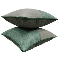 Elegant Two-Tone Green & Beige Pillow Covers  (Set of 2, 16x16)