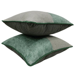 Elegant Two-Tone Green & Beige Pillow Covers  (Set of 2, 16x16) - Hover Image