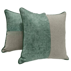 Elegant Two-Tone Green & Beige Pillow Covers  (Set of 2, 16x16)