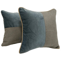 Chic Blue & Beige Patchwork Pillow Covers (Set of 2, 16x16)