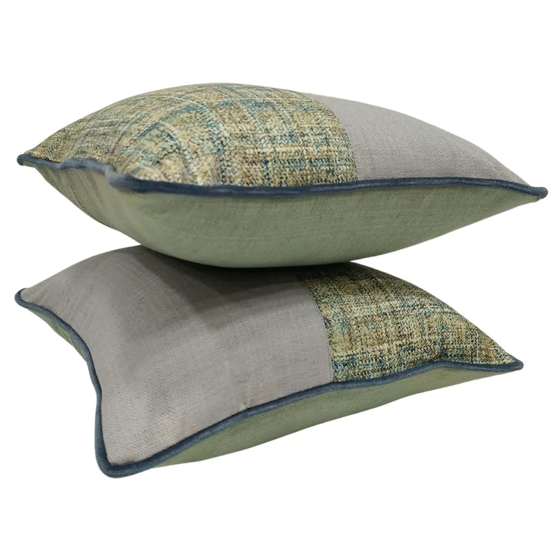 Contemporary Green & Beige Pillow Covers (Set of 2, 16x16) | ZIPCushions