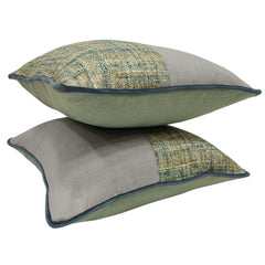 Contemporary Green & Beige Pillow Covers (Set of 2, 16x16)