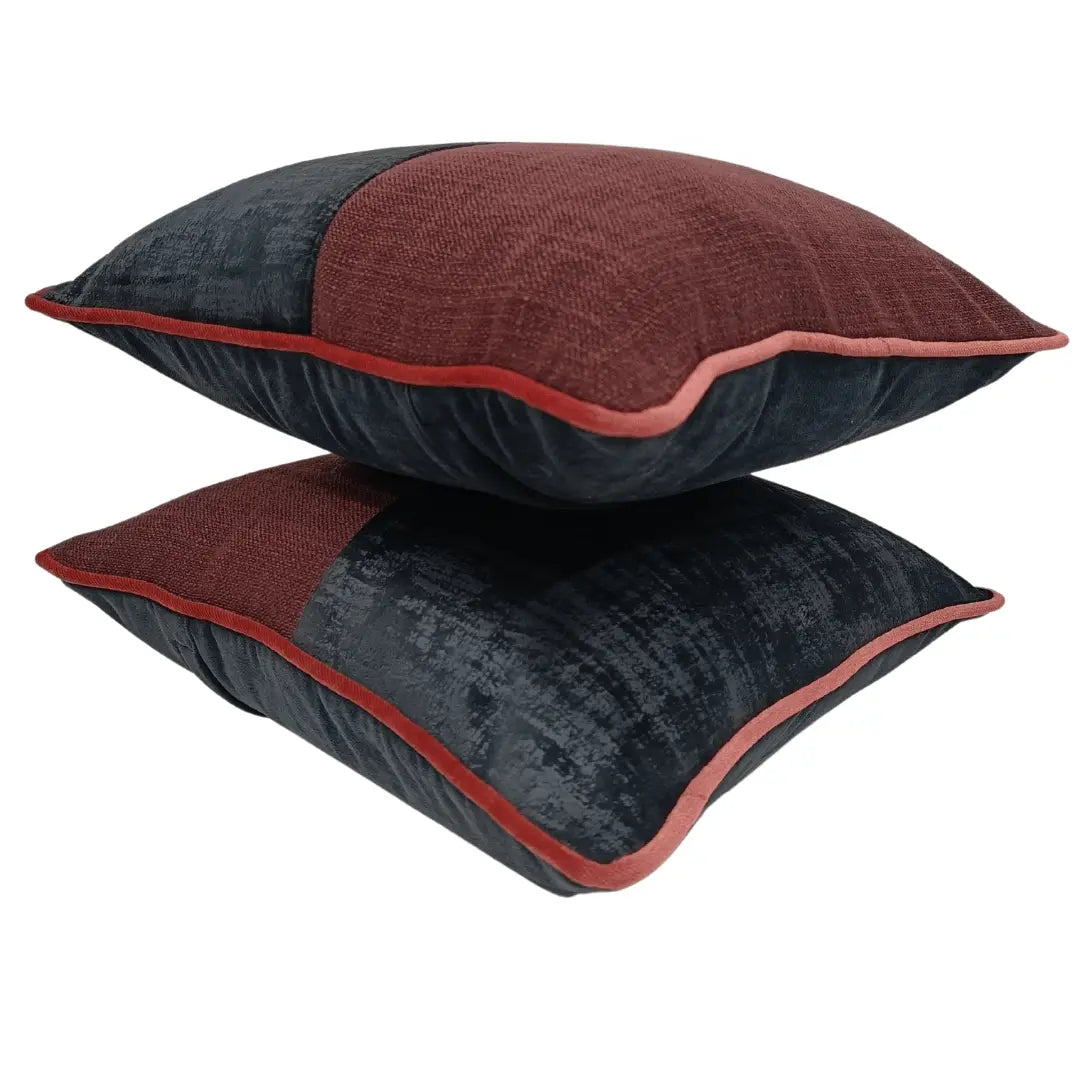 Elegant Burgundy & Black Pillow Covers (Set of 2, 16x16) | ZIPCushions - view 3