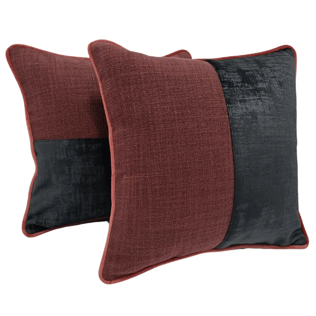 Elegant Burgundy & Black Pillow Covers (Set of 2, 16x16) | ZIPCushions