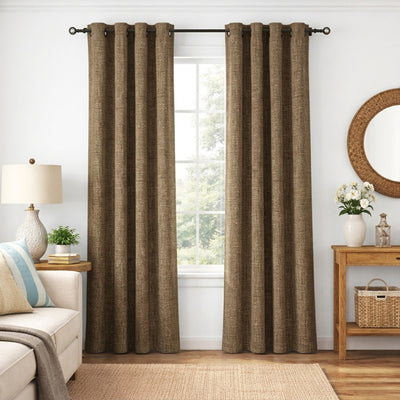 Mocha Heavyweight Woven Curtain - Alternate image