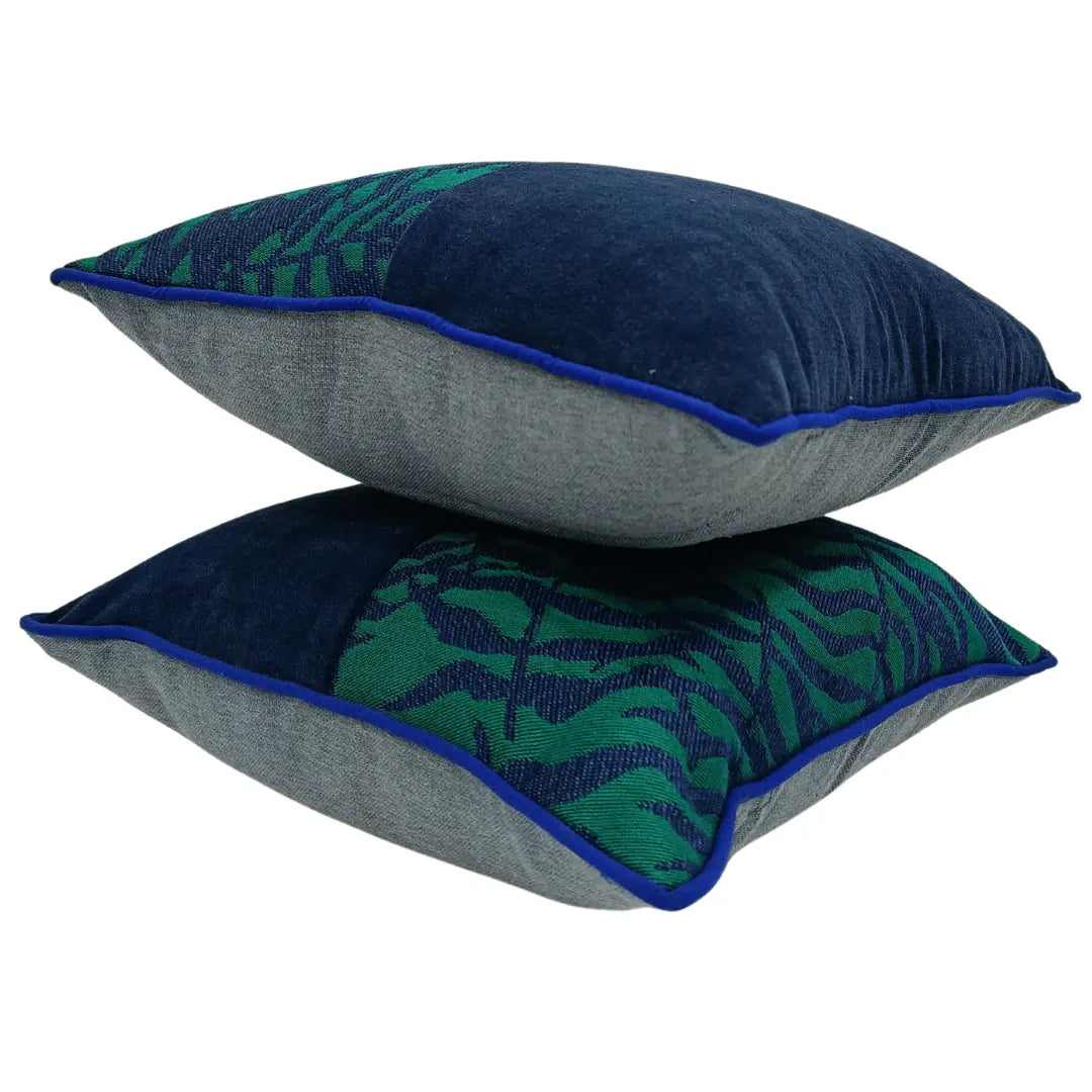 Blue & Green Patterned Pillow Covers (Set of 2, 16x16) | ZIPCushions - view 2