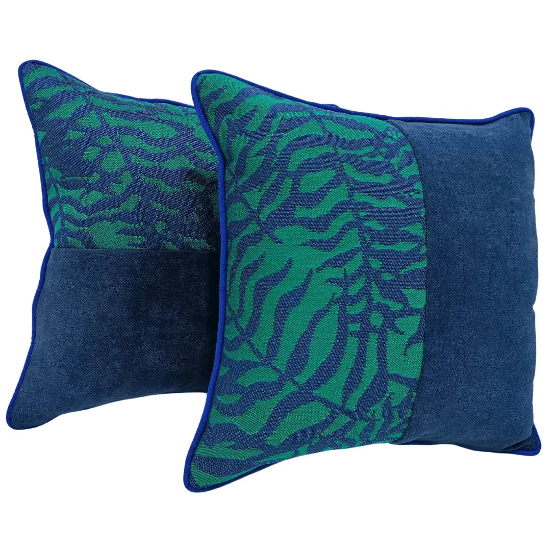Blue & Green Patterned Pillow Covers (Set of 2, 16x16) | ZIPCushions