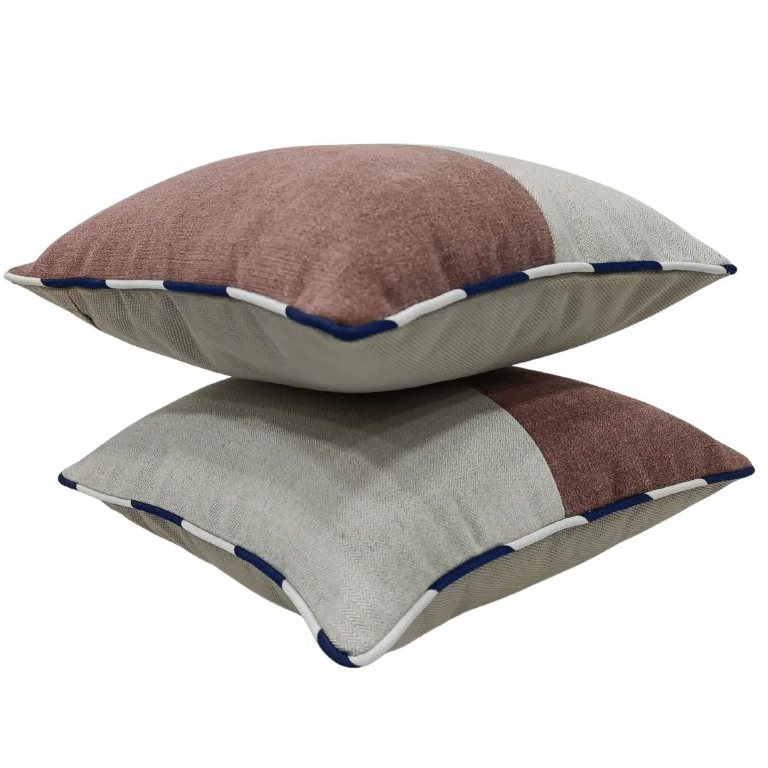 Neutral-Toned Patchwork Pillow Covers (Set of 2, 16x16) | ZIPCushions - view 2