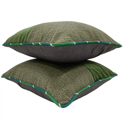 Earthy Green Patchwork Pillow Covers (Set of 2, 16x16) - Alternate image