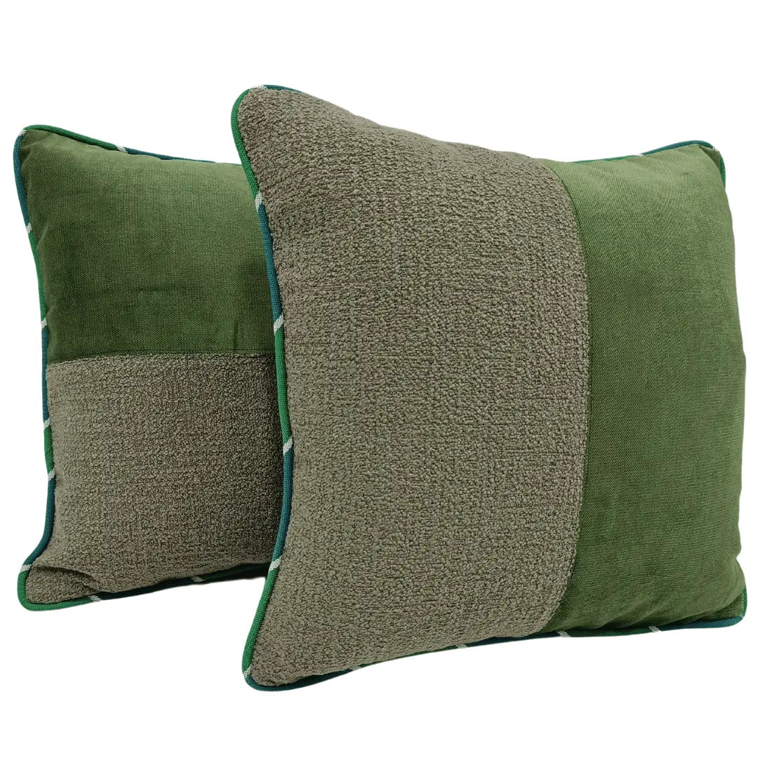 Earthy Green Patchwork Pillow Covers (Set of 2, 16x16) | ZIPCushions - view 3