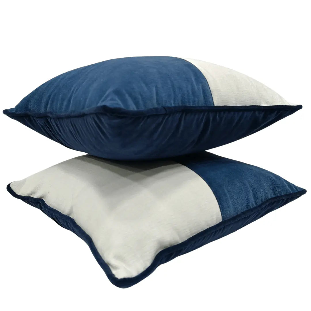 Modern Blue & White Patchwork Pillow Covers (Set of 2, 16x16) | ZIPCushions - view 2