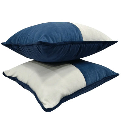 Modern Blue & White Patchwork Pillow Covers  (Set of 2, 16x16) - Alternate image
