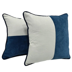 Modern Blue & White Patchwork Pillow Covers  (Set of 2, 16x16)