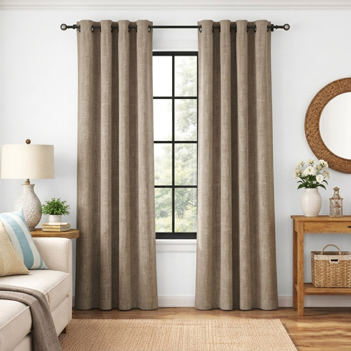 Mushroom Heavyweight Woven Curtain - view 2