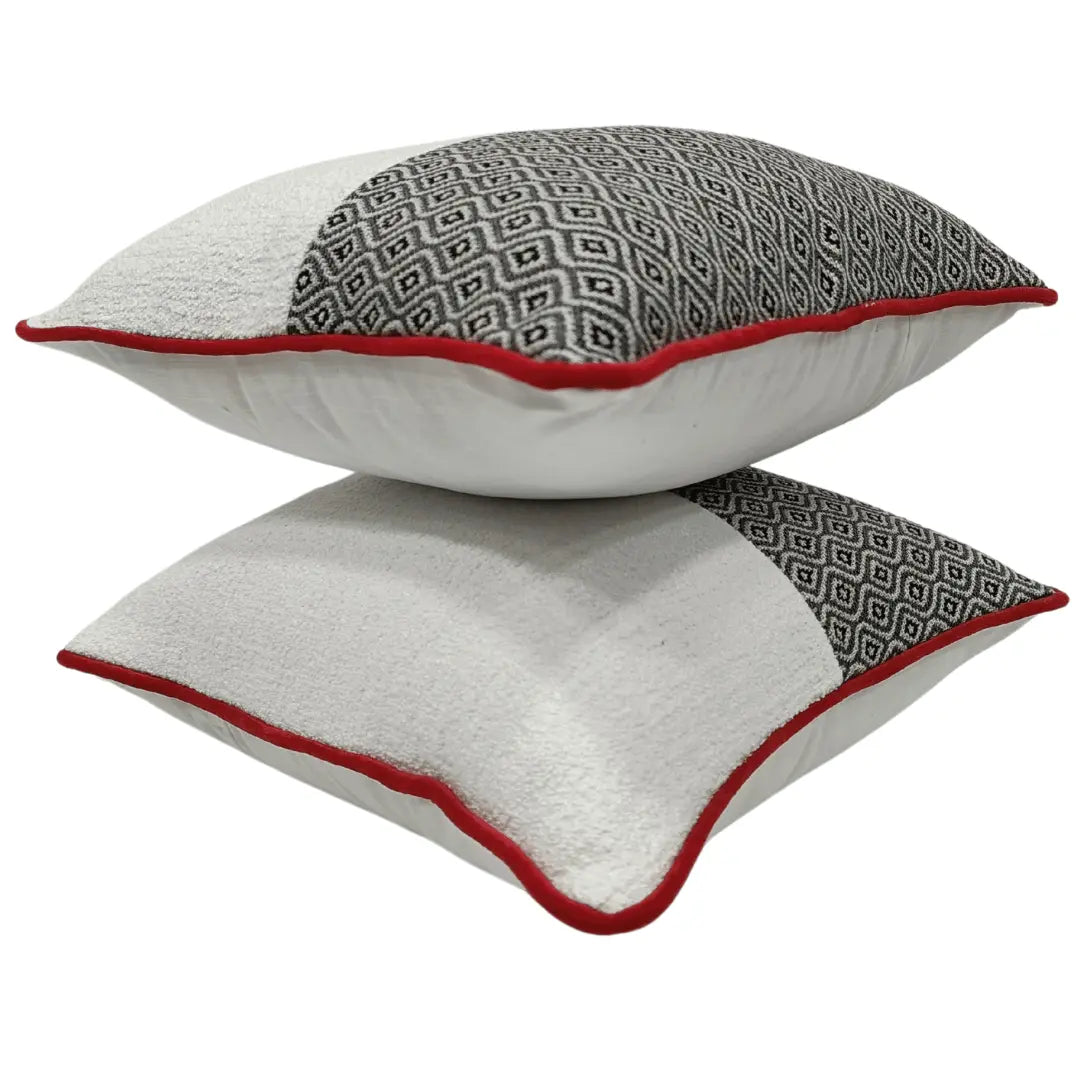 Black and White Geometric Pillow Covers (16x16, Set of 2) | ZIPCushions - view 2