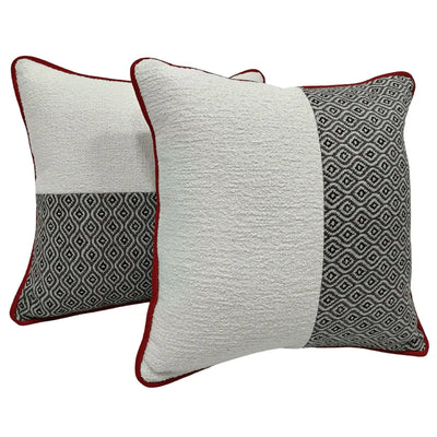 Black and White Geometric Pillow Covers (16x16, Set of 2)
