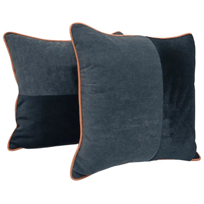Charcoal and Navy Velvet Pillow Covers (16x16, Set of 2)